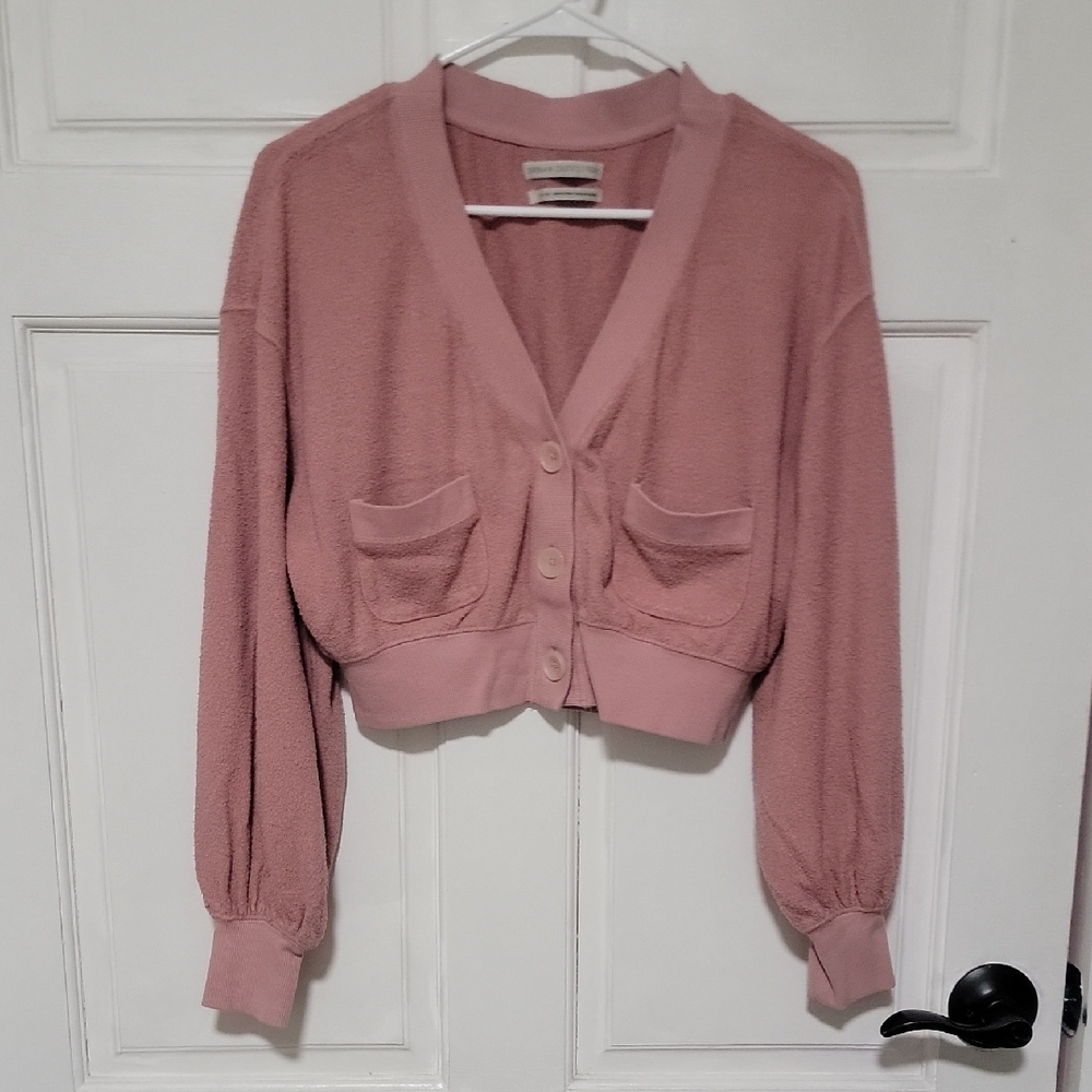 Urban Outfitters Blush Pink Bottom Up Cardigan With Two Front Pockets Limited Ed